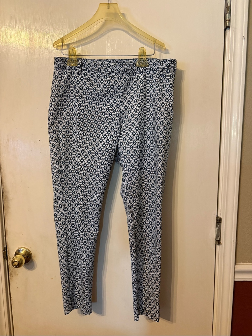 H&M Navy and White Geometric Print Pants Size 12